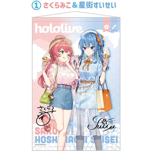 櫻巫女 & 星街彗星 便服 掛軸 約35×55cm