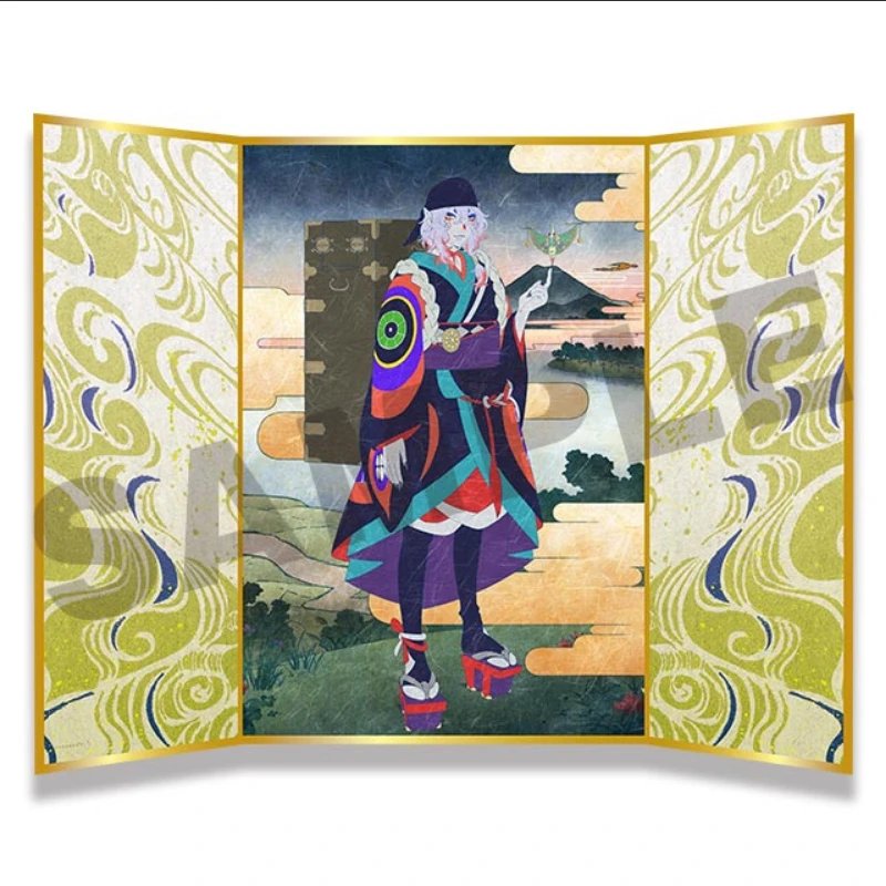 賣藥郎 彩色屏風 展開約38.1×28.6cm
