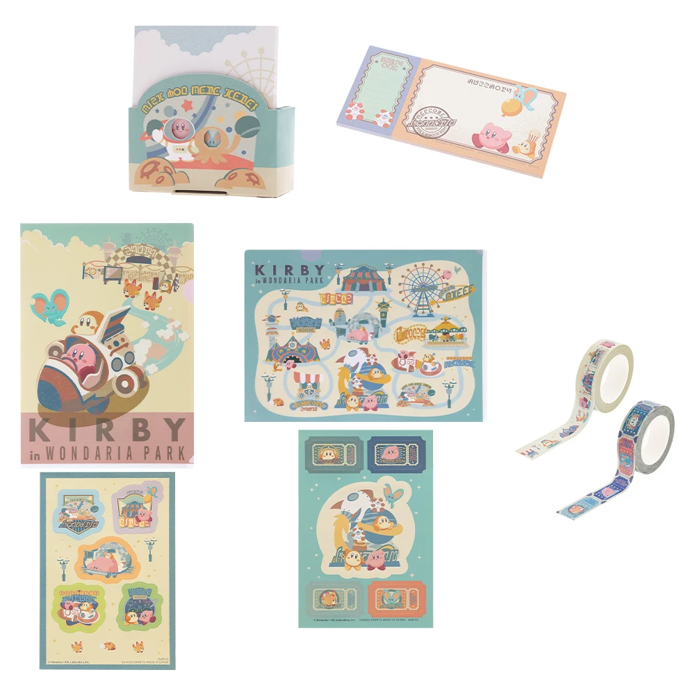NEW PARK 回憶文具(記事本約6cm／便條紙約15cm／A4資料夾／貼紙約15cm／紙膠帶寬約1.5cm)