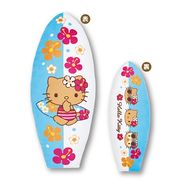 黝黑色 Kitty 夏日衝浪板 造型抱枕 約20×54cm