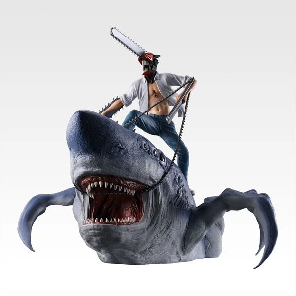 鏈鋸人＆鯊魚魔人 MEGAIMPACT 模型（縱向約23cm／橫向約30cm）