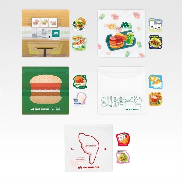 摩斯漢堡 夾鏈袋＆貼紙組 約14.5cm