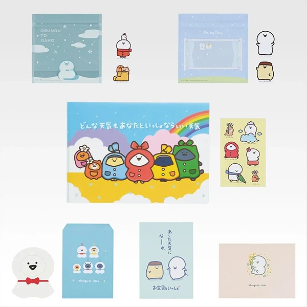 文具君 天氣主題 文具收藏（夾鏈袋約15cm／貼紙約4～4.5cm／A4資料夾／信紙約12cm／信封約16cm／A6便條紙）
