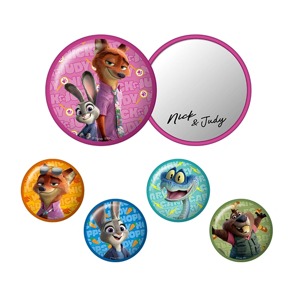 動物方城市 角色 徽章隨身鏡 約7.5cm