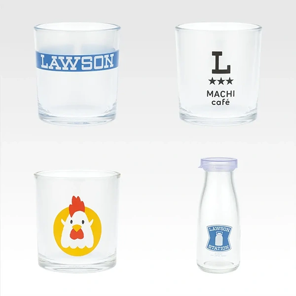 LAWSON 玻璃收藏（杯子約8cm／牛乳瓶約14cm）