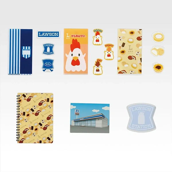 LAWSON 文具收藏（B6筆記本／票夾約22cm／便條紙約10cm／貼紙約6cm）