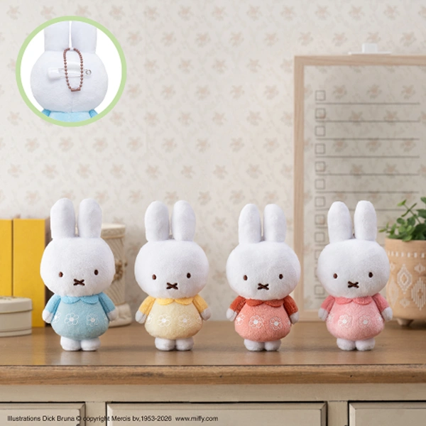 miffy 繽紛小花朵服 小白兔娃娃吊飾 約15cm