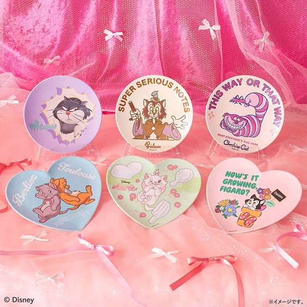 迪士尼 貓咪 圓形盤約15cm／心形盤約16cm