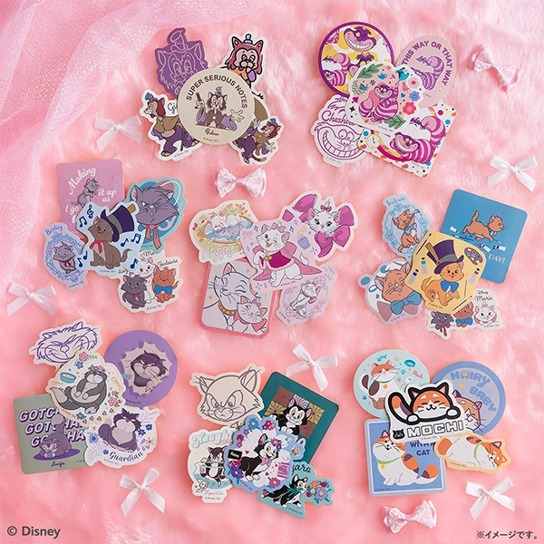 Disney 貓咪特集 貼紙組 約7cm