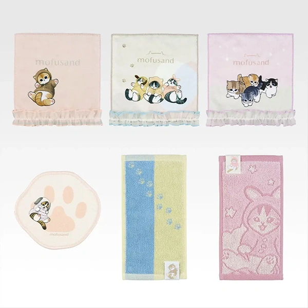 mofusand 方巾約23cm／長方手帕約25cm／杯墊約12cm