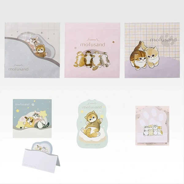 mofusand 夾鏈袋約17cm／便條紙約9~12cm／小信封約12cm