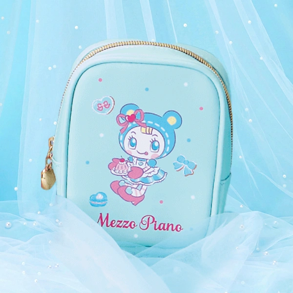 mezzo piano 化妝包 粉藍色 約12cm