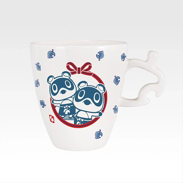 豆狸＆粒狸 葉子形狀的手把 馬克杯 約9cm