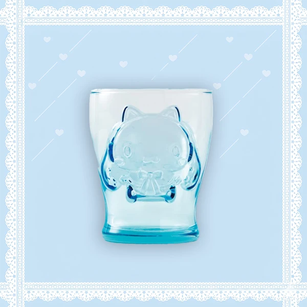 大耳狗 浮雕玻璃杯 約7.8×9.5cm