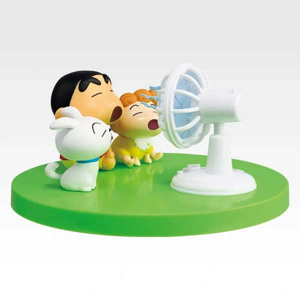 小新&小葵&小白 對著電風扇喊「啊～」場景模型 底座約12cm